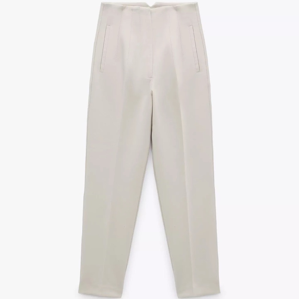 Elegant Cream High-Waisted Trousers